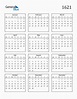 1621 Blank Yearly Calendar Printable