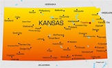 Map Of The State Of Kansas With Cities On It - Loree Ranique