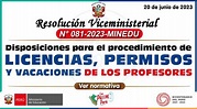 RVM N° 081-2023-MINEDU: Disposiciones para el procedimiento de las ...