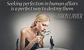 Seeking perfection in human affairs is a perfect way to destroy them ...