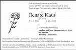 Traueranzeigen von Renate Kaus | www.vrm-trauer.de