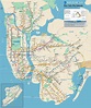 New York City subway (metro) map with bus and railroad connections ...