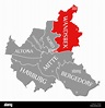 Wandsbek city district red highlighted in map of Hamburg Germany Stock ...
