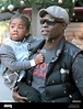 Djimon Hounsou and his son Kenzo Hounsou christmas shopping at The ...
