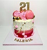 Torta 21 años mujer. Torta drip rosada. Drip cake 21 | Torta de 21 ...