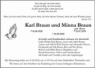 Traueranzeigen von Minna Braun | www.vrm-trauer.de