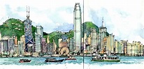 Hong Kong skyline from Kowloon | Hong kong art, Hong kong building ...