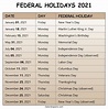 Federal Holidays 2021 Calendar USA | List of Federal Holidays 2021