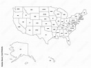 Political map of United States od America, USA. Simple flat black ...