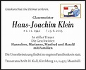 Hans-Joachim Klein : Gedenken : Flensburger Tageblatt