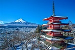 Mount Fuji, Chureito Pagoda, Fujiyoshida, Japan, Фудзияма, Фудзи ...