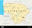 Lithuania political map with capital Vilnius, national borders ...
