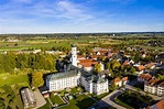 Germany, Bavaria, Ursberg, Aerial view of Ursberg Abbey of the ...