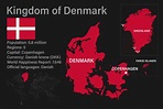 Highly detailed Kingdom of Denmark map with flag, capital and small map ...