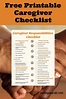 Free Printable Caregiver Checklist