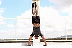 Man Upside Down in Handstand Push Ups Starting Position