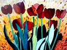 Tulipanes de Van Gogh (versión en vidrio) Homenaje al Maestro Van Gogh ...