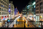 Friedrichstrasse mit Verkehr bei Nacht Foto & Bild | deutschland ...