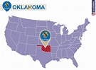 estado de oklahoma en el mapa de estados unidos. bandera y mapa de ...