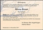 Traueranzeigen von Minna Braun | Trauer.HNA.de