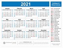 2021 Calendar With Holidays Printable Word Pdf - Riset