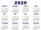 2020 Calendar Free Printable Yearly Calendar 2020 En 2020 - Gambaran