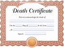 Free Printable Death Certificate Templates (Word, PDF) - Best Collections