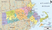 Detailed Map of Massachusetts State USA - Ezilon Maps