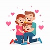 Premium Vector | Happy cute kid girl with mom and dad | Cute kids ...