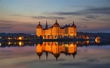 Fonds d'écran Château Moritzburg, Saxe, Allemagne, réflexion de l'eau ...
