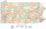State Map of Pennsylvania in Adobe Illustrator vector format. Detailed ...