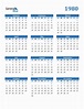 1980 Calendar (PDF, Word, Excel)