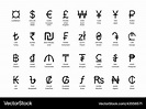 Currency symbols set with names Royalty Free Vector Image