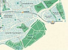 Hackney (London borough) retro map giclee print – Mike Hall maps ...