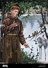 Der heilige Franz von Assisi Ansprache an eine Gruppe von Vögeln. Hand ...