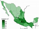 Population density map Mexico - Population density map of Mexico ...