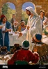 Jesús en el banquete de bodas convierte el agua en vino, pintura de ...
