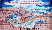 Sarajevo Olympics Map with sniper alley annotated. | Serbia and Bosnia ...