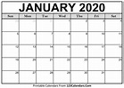 January 2020 Printable Calendar | 123Calendars.com