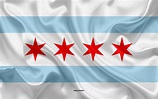Download wallpapers Flag of Chicago, 4k, silk texture, american city ...