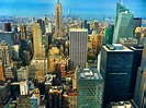 Aerial view of high-rise buildings, New York City, Empire State ...