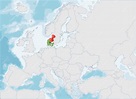 Ubicación del reino de dinamarca en el mapa de europa | Vector Premium