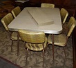 Vintage Formica Table & 4 Chairs around 1960's gold tone vinyl chairs ...