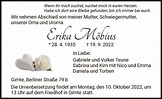 Traueranzeigen von Erika Möbius | Trauer.HNA.de