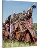 Kenya, Kilgoris County,Lolgolrien, Maasai warriors dance during an ...