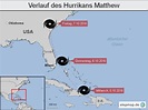 StepMap - Verlauf des Hurrikans Matthew - Landkarte für Nordamerika