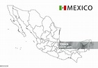 Ilustración de Mapa De México Blanco Y Negro Esquema Regiones Del País ...