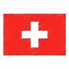 Croquis dibujados a mano bandera de suiza. icono de vector de estilo de ...