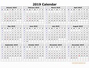 2019 Yearly Calendar Large Printable Template Calendar Design - Bank2home.com