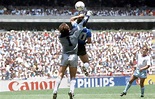 Diego Maradona scores the infamous Hand of God goal, 1986 - Rare ...